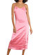Only Summer Midi Evening Dress Slip Dress Satin Sachet Pink