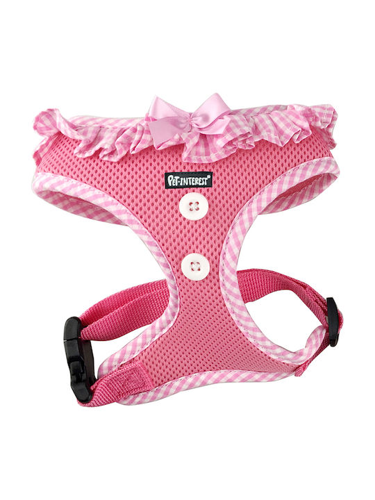 Pet Interest Dog Harness Vest Gingham Trim Pink 38-51cm 54578