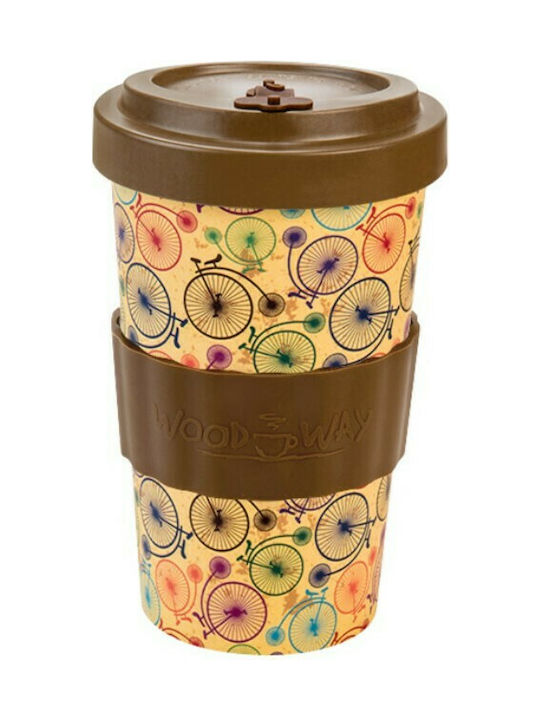 Woodway Bicycles Tasse Bamboo mit Deckel Bunt 500ml 1Stück