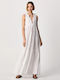 Pepe Jeans Nathan Summer Maxi Dress with Ruffle White