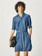 Pepe Jeans Gloss Summer Mini Shirt Dress Dress Denim Blue