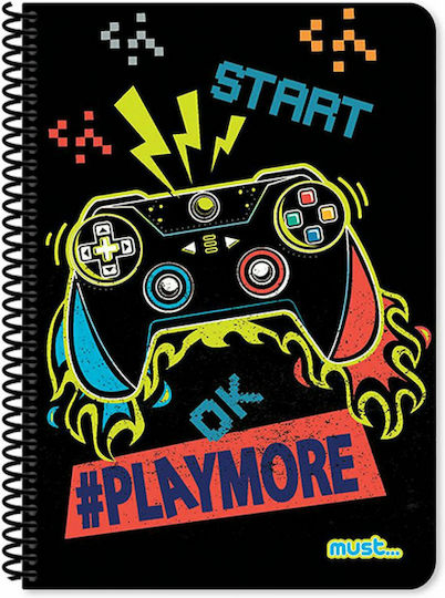 Must Team Σπιράλ Τετράδιο Ριγέ Β5 60 Φύλλων 2 Θεμάτων PlayMore (Διάφορα Σχέδια/Χρώματα)