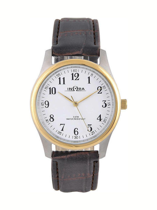 Inora Herrenuhr 39mm Batterie mit Braun Lederarmband