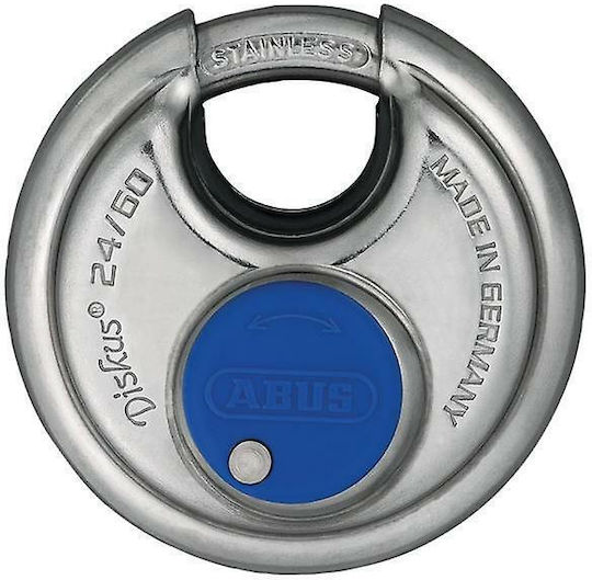Abus Diskus Steel Padlock Discus Padlock with Key 70mm Silver 1pcs