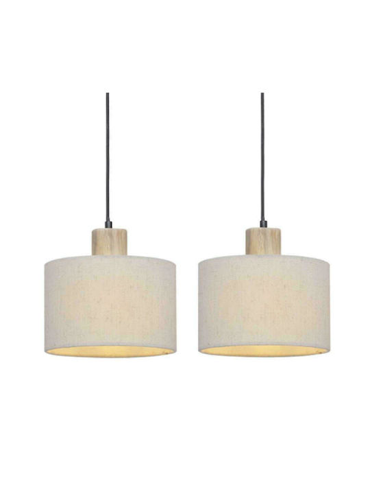 Aca Chios Pendant Light Two-Light Rail for Socket E27 Beige