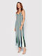 Silvian Heach Ferroty Summer Midi Dress Blue/Green/White