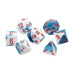 Chessex Gemini Polyhedral Zaruri Albastru-alb/r...
