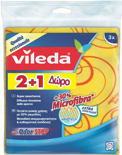 Vileda Soft Cleaning Cloths with Microfibers General Use Yellow 3pcs