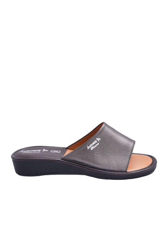 Lederne Winter Damen Hausschuhe Braun