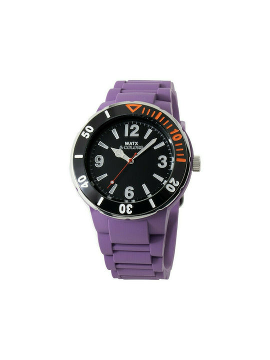 WATX & CO Watch Battery with Purple Rubber Strap