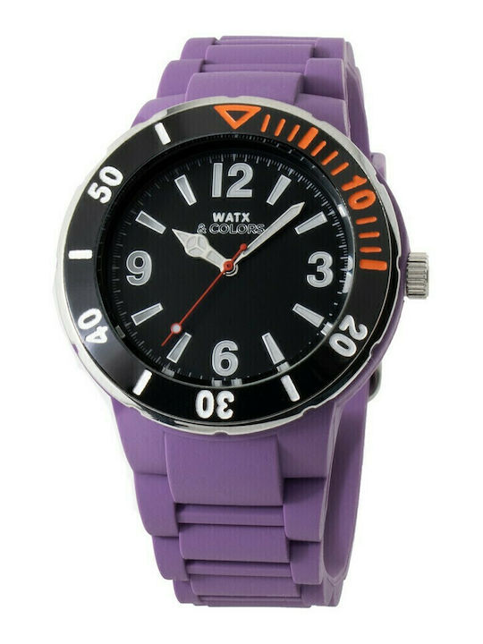 WATX & CO Ανδρικό Ρολόι 45mm Μπαταρίας με Μωβ Κ...