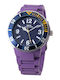 WATX & CO Ceas Barbati 45mm Cu Curea Violet Din Cauciuc