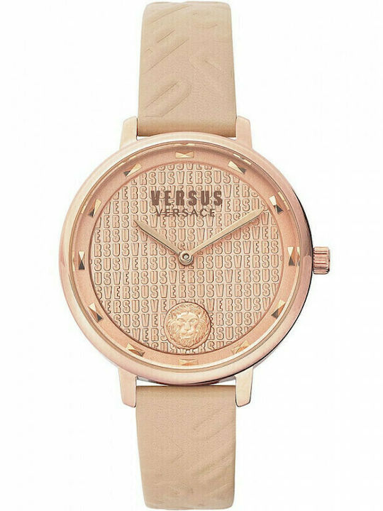 Versus by Versace Дамски Часовник 36мм Кварцов с Бежова Кожена Каишка