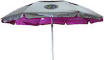 Maui & Sons Foldable Beach Umbrella Aluminum Magenta Diameter 1.90m with UV Protection and Air Vent Silver