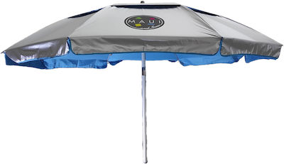 Maui & Sons Foldable Beach Umbrella Aluminum Diameter 1.90m with UV Protection and Air Vent Blue