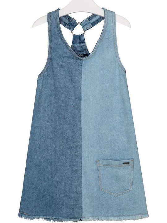 Kinderkleid Ärmellos Denim Blau