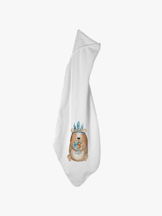 Bonjour Bebe Hooded Baby Bath Towel Indian White