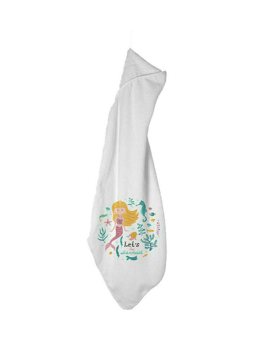 Bonjour Bebe Hooded Baby Bath Towel Mermaid White