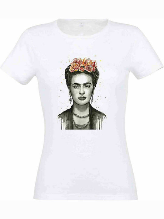 Stedman 21 Femeie Tricou cu imprimeu Frida Kahlo Alb Bumbac