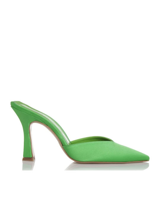 Satin Mule cu Subțire cu gleznă înaltă Toc în Culoare Verde