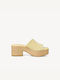 Tamaris Chunky Heel Leather Mules Lemon