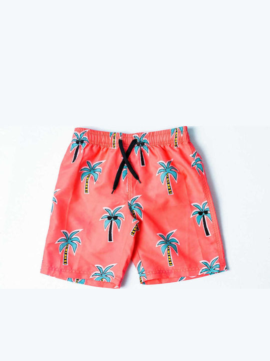 Joyce Palm Trees Kids Swimwear Swim Shorts Orange