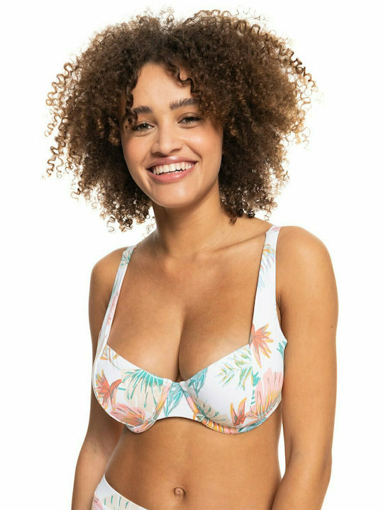 Roxy Bikini Bra with Adjustable Straps White Fl...