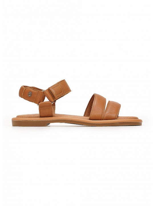 Carmela Footwear Leather Women's Sandals with Ankle Strap Tabac Brown