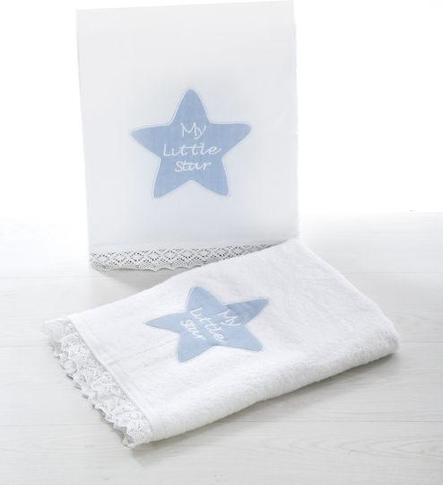 Bellissimo Set Christening Oilcloths My Little Star White-Blue 3 Pieces