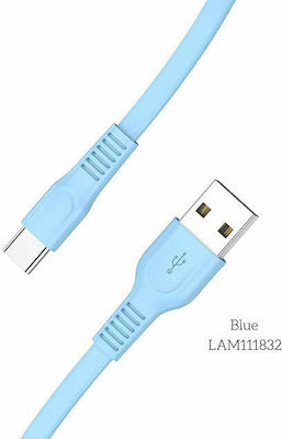 Lamtech Flat USB 2.0 Cable USB-C male - USB-A male Μπλε 1m (LAM111832)