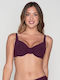 Padded Underwire Bikini Bra with Adjustable Straps Purple