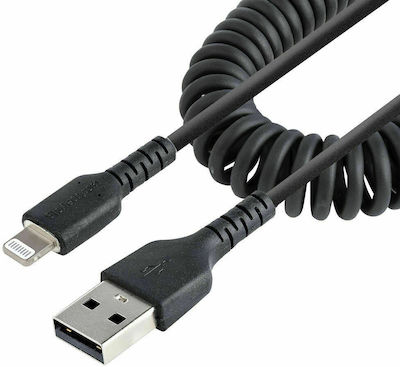 StarTech Spiral USB to Lightning Cable Μαύρο 1m (RUSB2ALT1MBC)