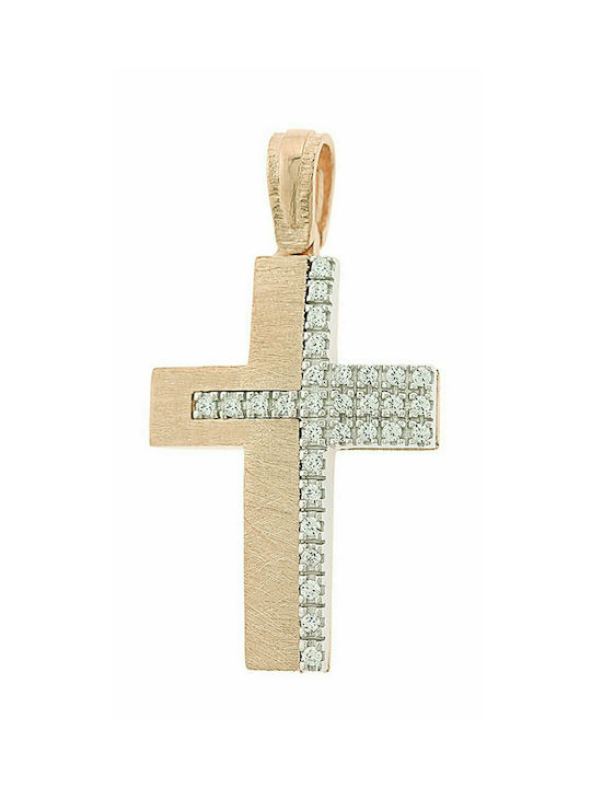 Mertzios.gr Rose Gold Cross 14K