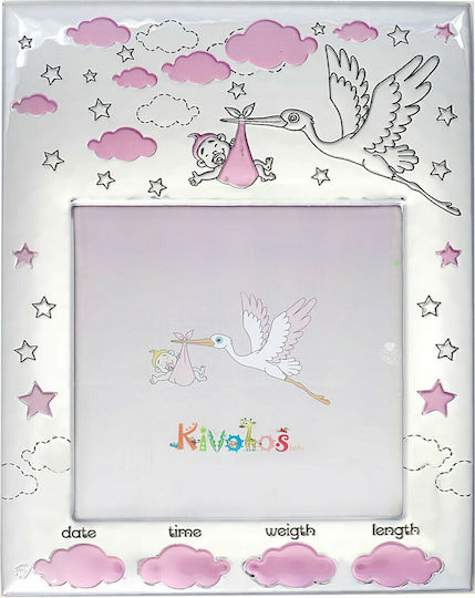 Slevori Kinder Bilderrahmen Silber Rosa 10x10cm