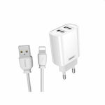 Remax Φορτιστής με 2 Θύρες USB-A και Καλώδιο Lightning Λευκός (RP-U35)