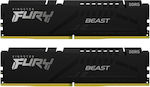 Kingston Fury Beast 64GB DDR5 RAM with 2 Modules (2x32GB) and 5200 Speed for Desktop