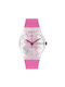 Swatch Daze Uhr Batterie mit Rosa Kautschukarmband