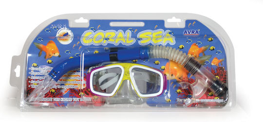 Avra Toys Μάσκα Θαλάσσης με Αναπνευστήρα Παιδική Κίτρινο/Ροζ