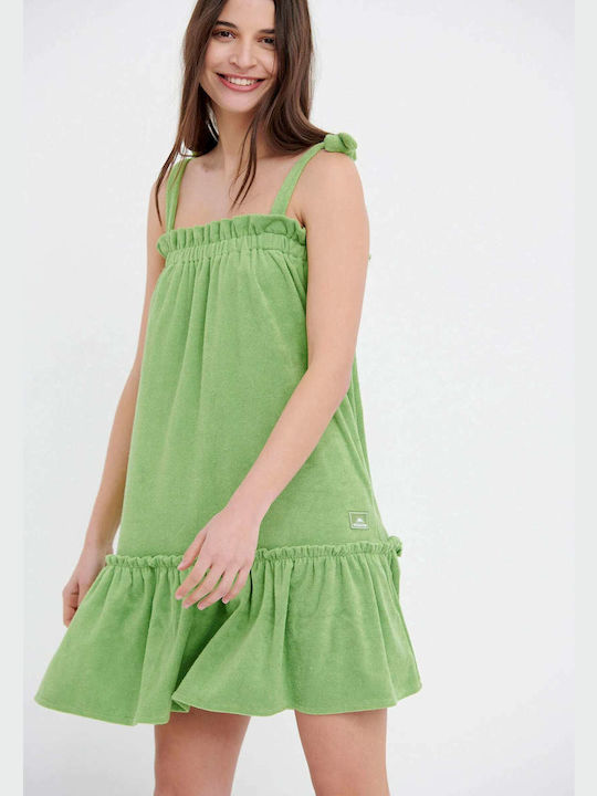 Funky Buddha Mini Καλοκαιρινό All Day Φόρεμα Βαμβακερό Πράσινο
