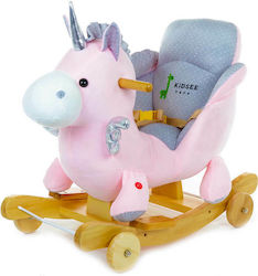 Kidsee Μονόκερος Fabric Rocking Toy Unicorn for 6+ months with Sounds & Wheels Pink