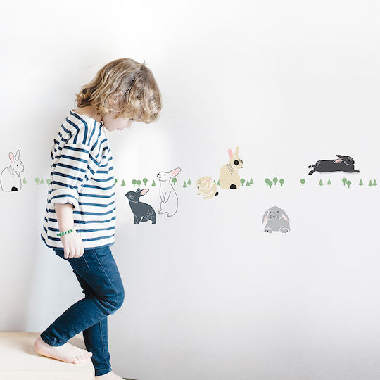 Mimi'lou Kids Wall Border Sticker Rabbits in the Woods