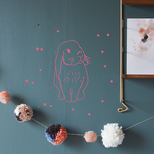 Mimi'lou Kinder Wandsticker Wand Rabbit Pink Neon