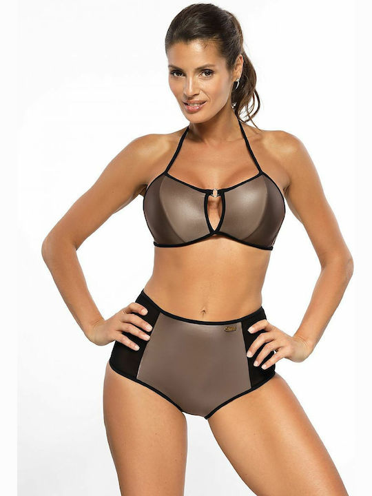 Set Bikini Ψηλόμεσο Mokka/Black