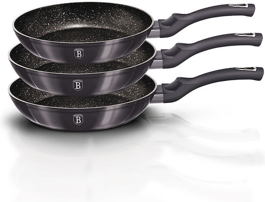 Berlinger Haus Metallic Line Сет Тигани от Алуминий Carbon Pro с Вътрешно Покритие от Камък 3 Съда