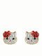 Mertzios.gr Gold Studs Kids Earrings Hello Kitty 14K