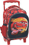 Gim Cars Double Vision School Bag Trolley Kindergarten in Red color 12lt