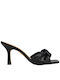 Mestico Thin Heel Leather Mules Black