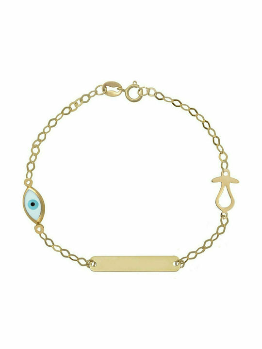 Filva Oro Kids Bracelet ID from Gold 14K with Evil Eye