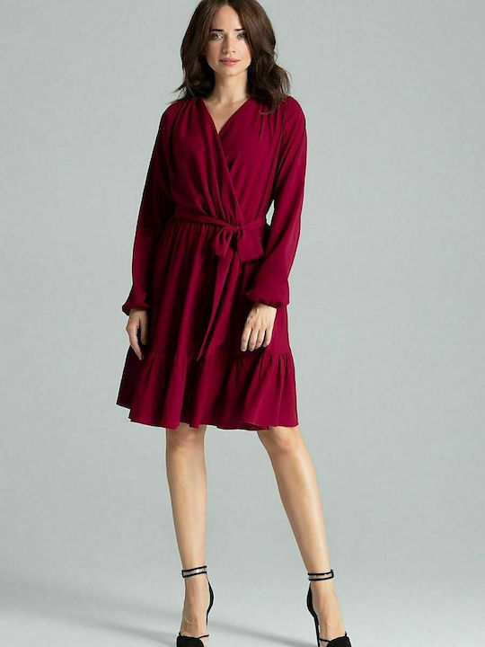 Lenitif Mini Dress Wrap Burgundy