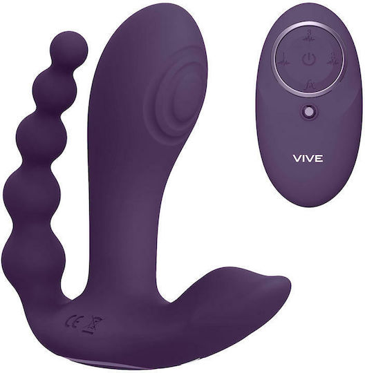 Vive Kata Puplse Wave & Vibrating Double Penetration Stimulator Διπλός Δονητής με Απομακρυσμένο Έλεγχο Purple